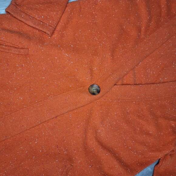 J. Jill Orange textured V-Neck One-Button Long Cotton Angora Cardigan Sweater M - Picture 8 of 8